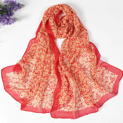 Foulard Écharpe Mousseline Petite Fleur Femme - Bandana Hijab Châle Été Protection Solaire
