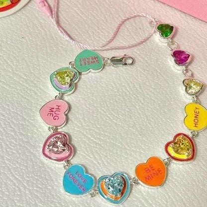 Bracelet Perles Chat Noir Cartoon Cœur Étoiles Strass – Charm Mignon Tendance Femme
