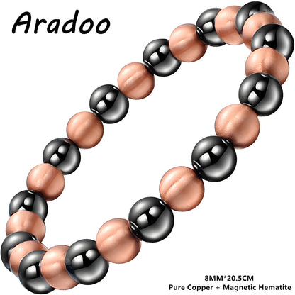 Bracelet Perles Cuivre & Hématite – Bijou Unisexe Équilibre & Style