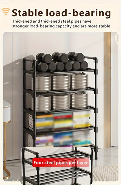 Range-Chaussures Multi-Niveaux en Métal - Organisateur Empilable Gain d'Espace Noir