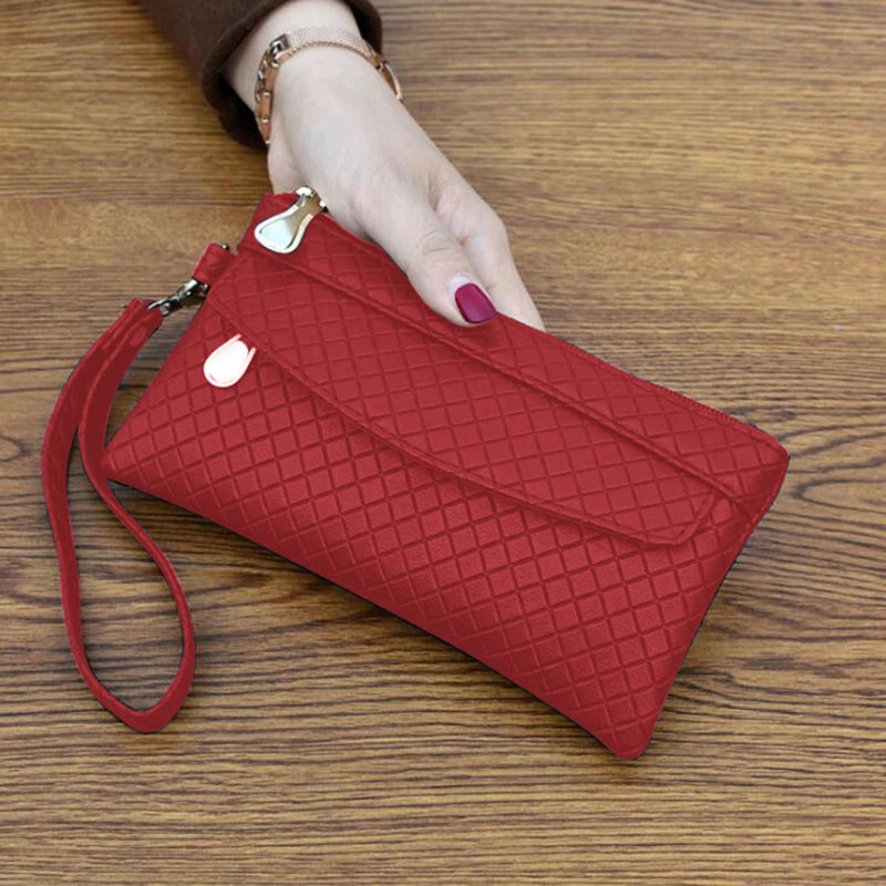 Portefeuille Femme Cuir PU Violet - Clutch avec Étui Téléphone et Porte-Cartes Intégré