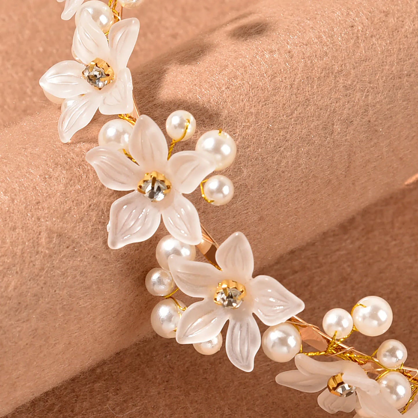Bandeau Mariage Perles Fleurs - Couronne Tiare Femme - Accessoire Cheveux Mariée