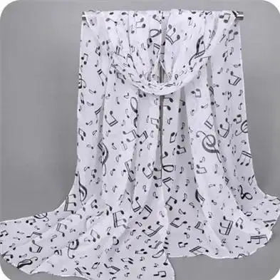 Foulard Mousseline Notes Musique Femme - Châle Soie Imprimé Doux Polyvalent