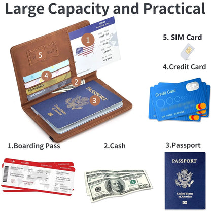 Porte-Passeport Voyage Cuir - Étui Passeport Organisateur Accessoires Voyage pour Femme Homme