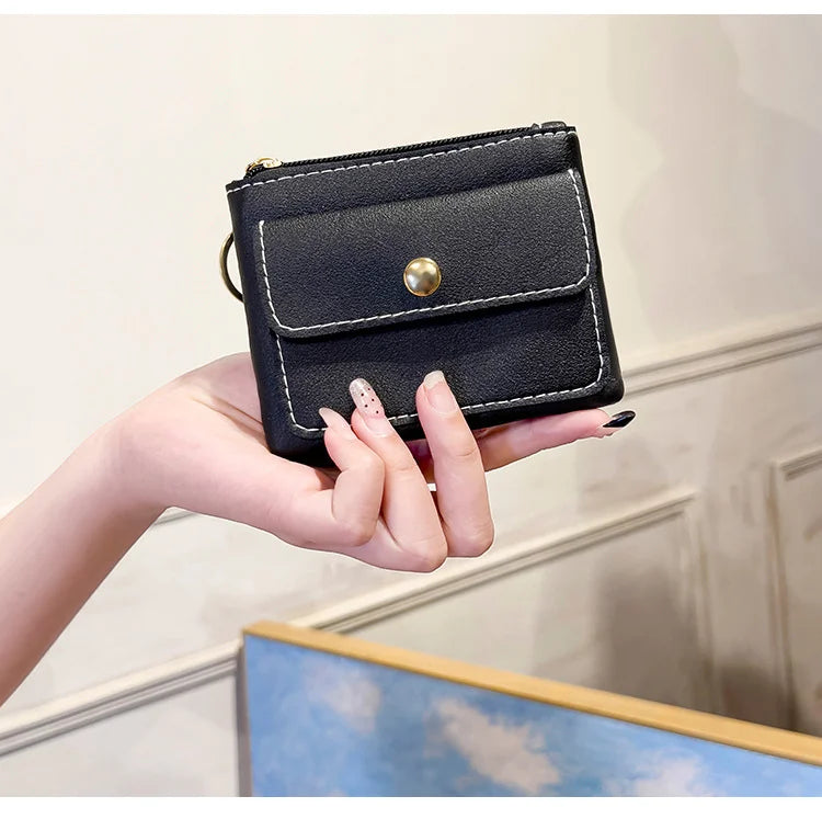 Portefeuille Femme RFID Blocking Trifold Multi-Cartes - Porte-Monnaie Zippé Porte-Clés Sécurisé