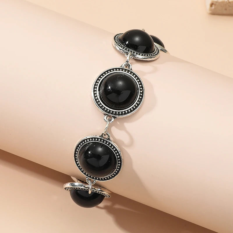 Bracelet Perles Rondes Bohème Vintage Ajustable – Charm Perles Acrylique Femme