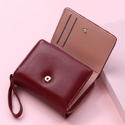 Portefeuille Femme Mignon Cœur Brodé Cuir PU - Trifold Multi-Cartes avec Porte-Monnaie
