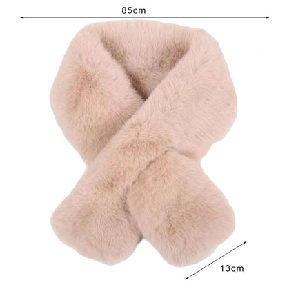 Foulard Écharpe Fourrure Lapin Peluche Femme - Col Croisé Chaud Épais Hiver