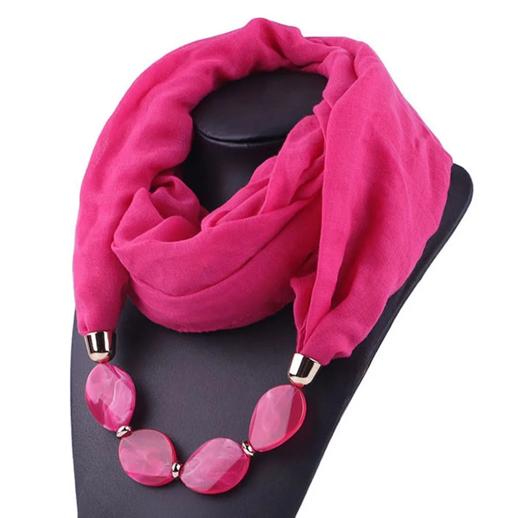 Foulard Collier Ethnique Coton Lin - Accessoire Mode Pendentif Doux