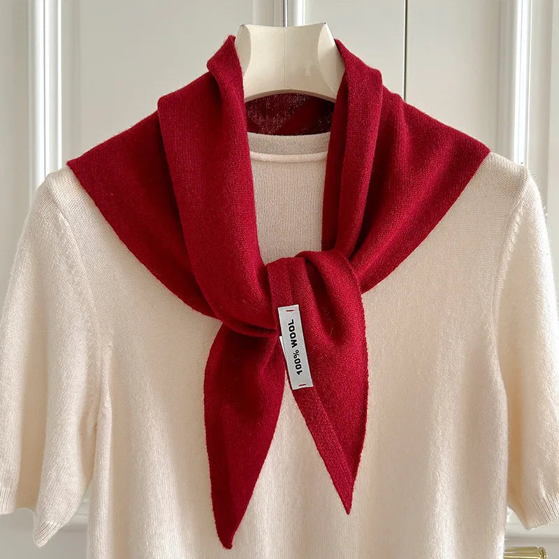 Foulard Triangle Laine 100% Niche Britannique Coréen - Écharpe Tricotée Multifonction Femme