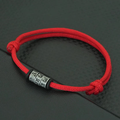 Bracelet en Corde Tressée avec Symbole Mystique - Perles Fait Main Ajustable pour Homme