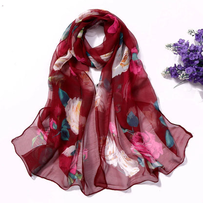 Foulard Écharpe Mousseline Georgette Rose Femme - Bandana Châle Été Protection Solaire Plage