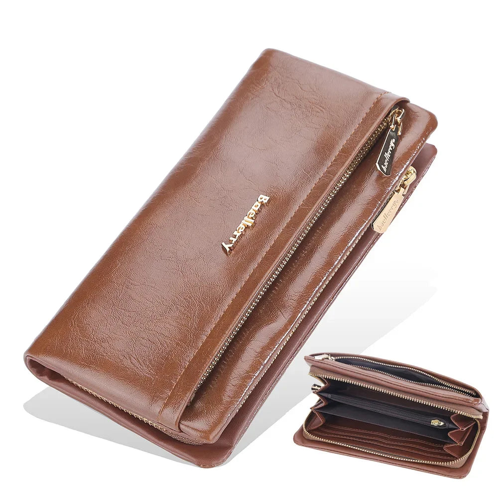 Portefeuille Femme Cuir PU Multi-Fonctions - Pochette Clutch Porte-Cartes Téléphone