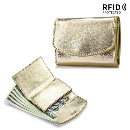 Portefeuille Femme Cuir Véritable Court Japonais - Compact Pliable avec Porte-Carte et Compartiment Billets