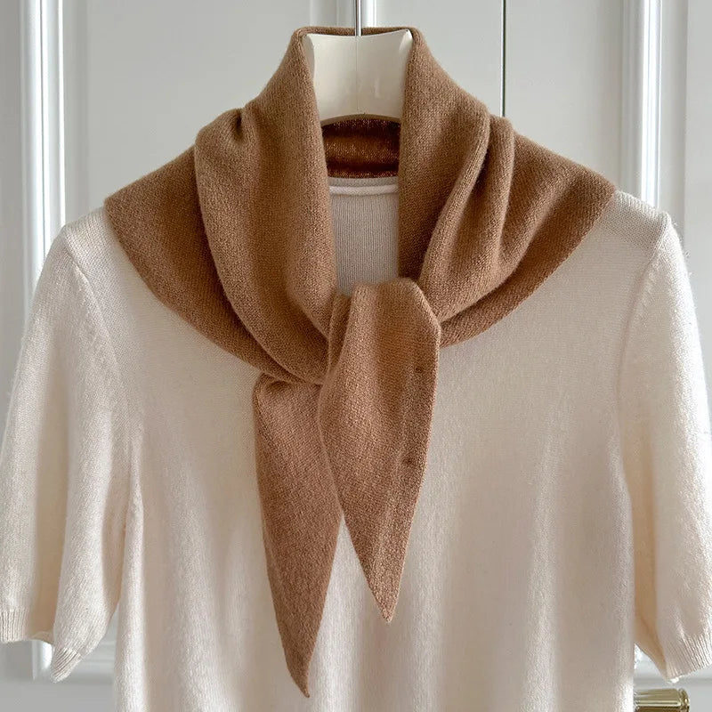 Foulard Triangle Laine 100% Femme - Écharpe Tricotée Style Britannique Multifonction Hiver