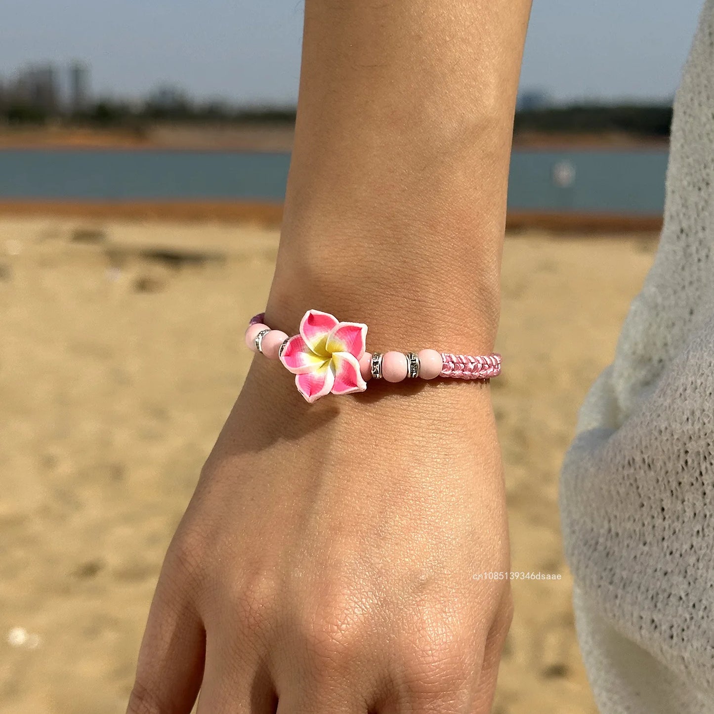 Ensemble Bijoux Fleurs Tressées Bohème Grande Fleur – Collier Boucles Rose Rouge Bleu Plage Femme