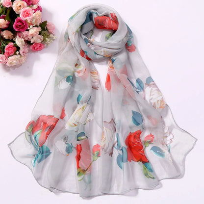 Foulard Écharpe Mousseline Georgette Rose Femme - Bandana Châle Été Protection Solaire Plage