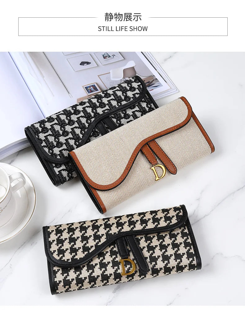 Portefeuille Femme Long Rétro Grande Capacité - Boucle D Multi-Cartes Trifold Sac Main Multifonction