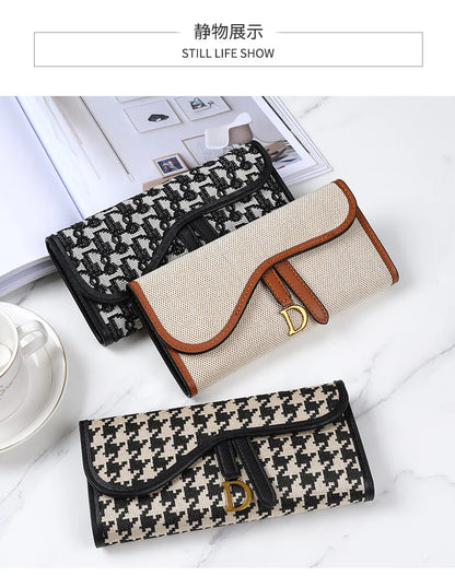 Portefeuille Femme Long Rétro Grande Capacité - Boucle D Multi-Cartes Trifold Sac Main Multifonction