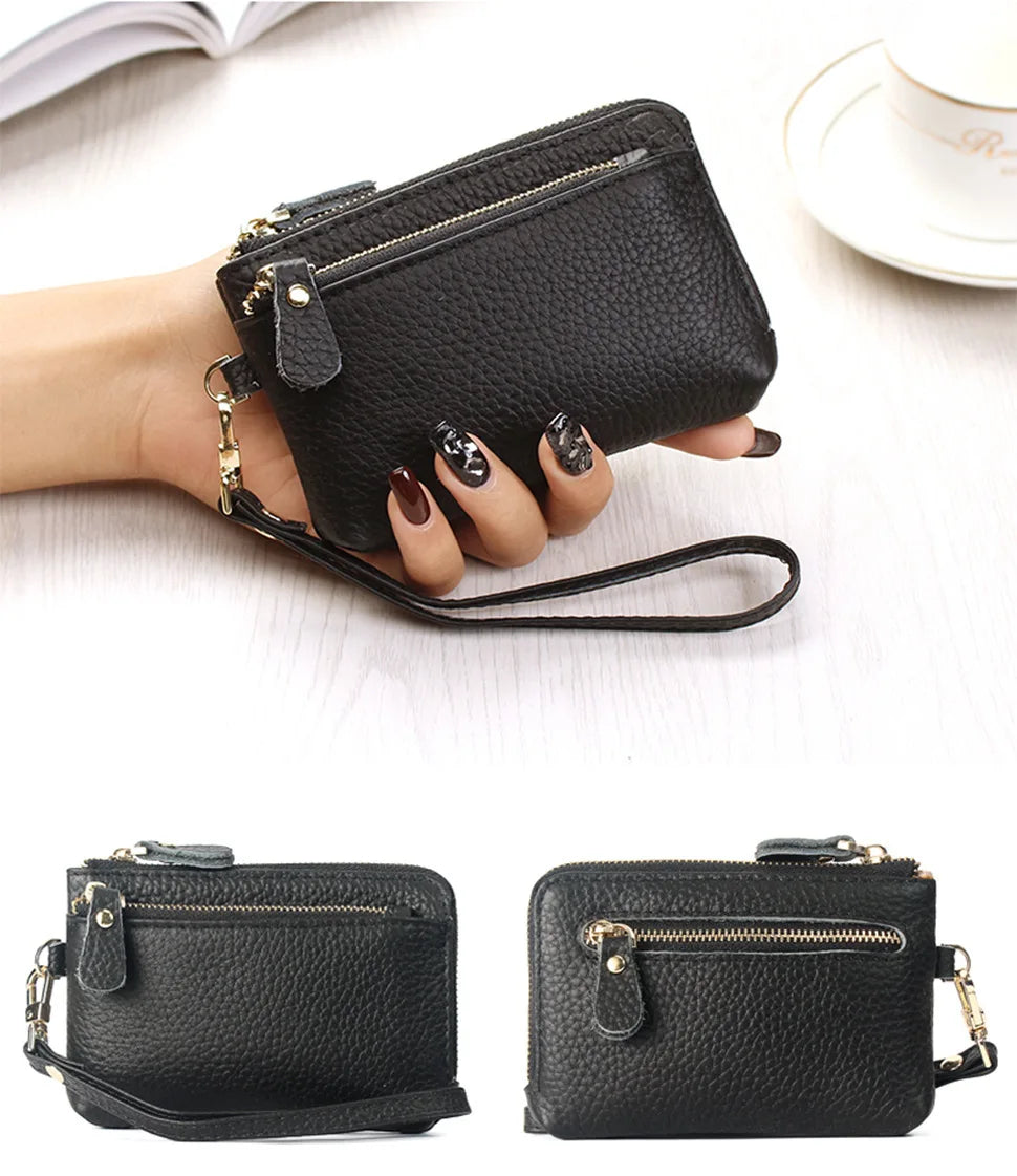 Portefeuille Long Femme Cuir PU Grande Capacité - Porte-Cartes Dragonne Multi-Compartiments