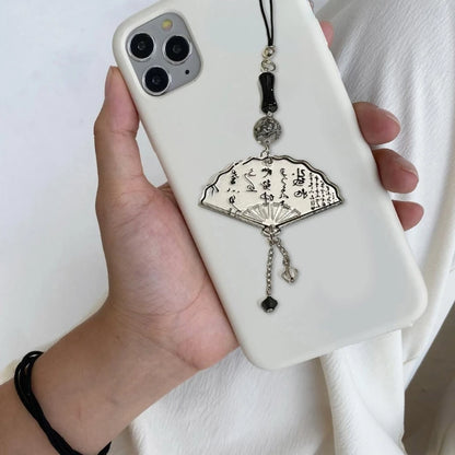 Charm Téléphone Éventail Papillon Chinois – Pendentif Acrylique Calligraphie