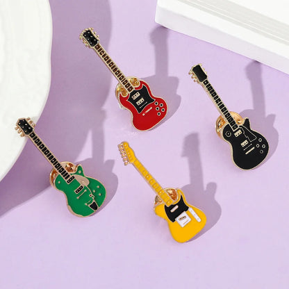 Broche Guitare Instrument Musical Amusante Émaillée – Pin's Badge Kpop Rock Musique Unisexe