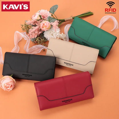 Portefeuille Femme Cuir Véritable Long RFID - Carteras Luxe avec Porte-Monnaie