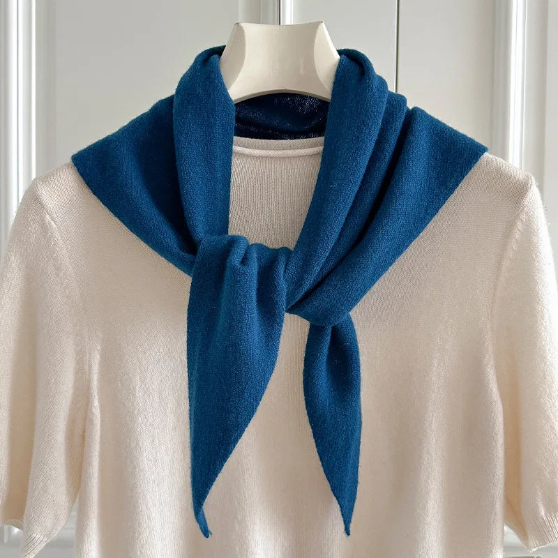 Foulard Triangle Laine 100% Femme - Écharpe Tricotée Style Britannique Multifonction Hiver
