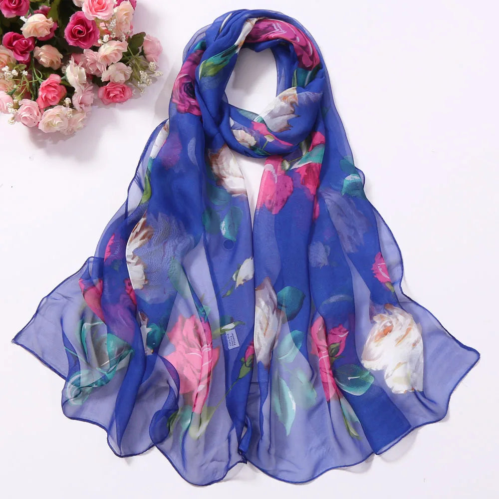 Foulard Écharpe Mousseline Georgette Rose Femme - Bandana Châle Été Protection Solaire Plage