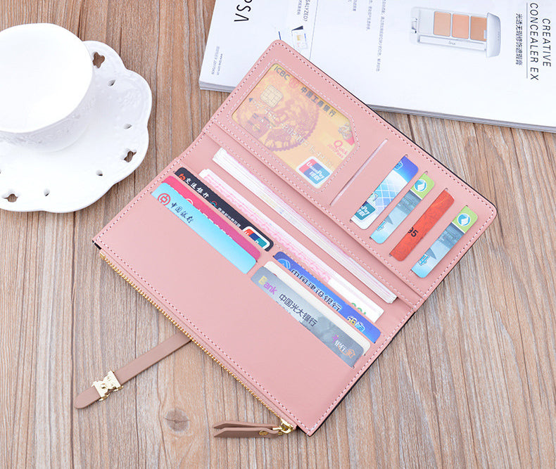 Portefeuille Femme Long Cuir Luxe Slim - Porte-Carte Crédit Clutch Élégant Tendance