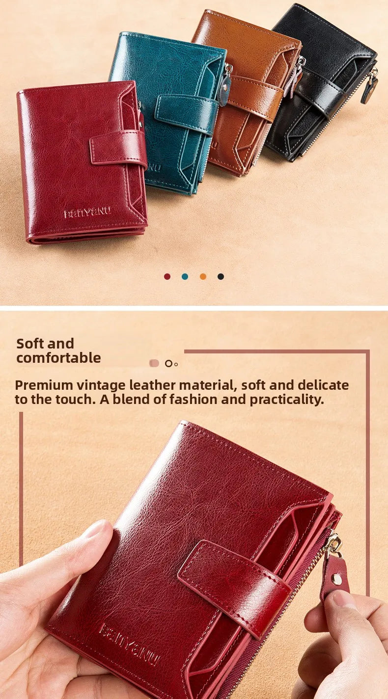 Portefeuille Femme Cuir 2025 Grande Capacité - Sac Crossbody Anti-Vol Clip Monnaie Téléphone