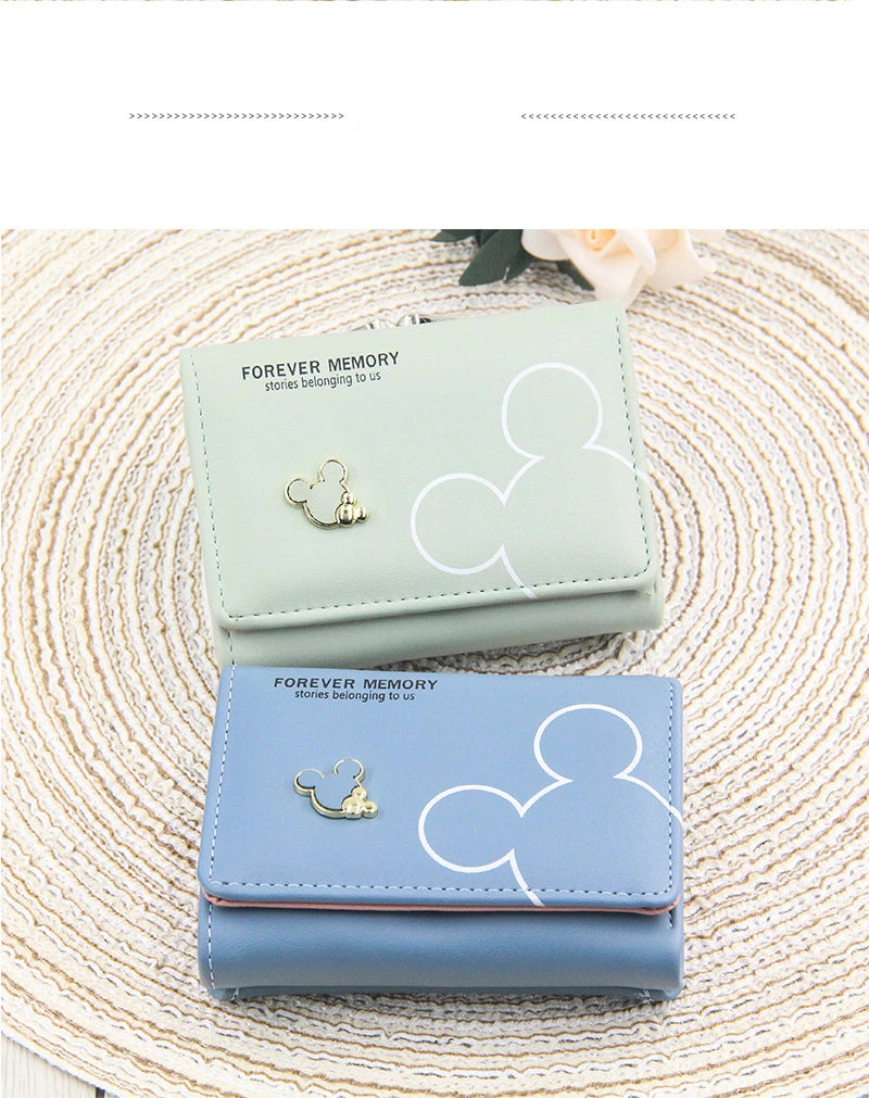 Portefeuille Femme Court Triple Pli Cartoon - Porte-Monnaie Étudiant Lettres Imprimées Rose