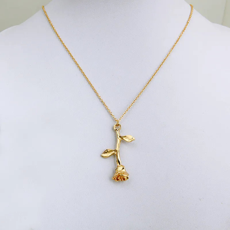 Collier Fleur Rose Délicate - Bijou Bohème Femme - Cadeau Saint-Valentin