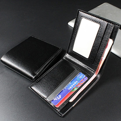 Portefeuille Homme Cuir Artificiel Court - Porte-Cartes Slim Noir Premium