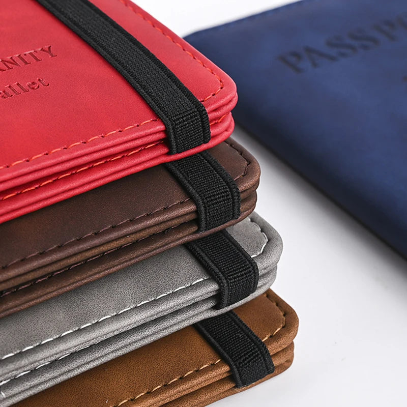 Portefeuille Homme Cuir PU Passeport Voyage - Porte-Cartes Business Accessoires Voyage