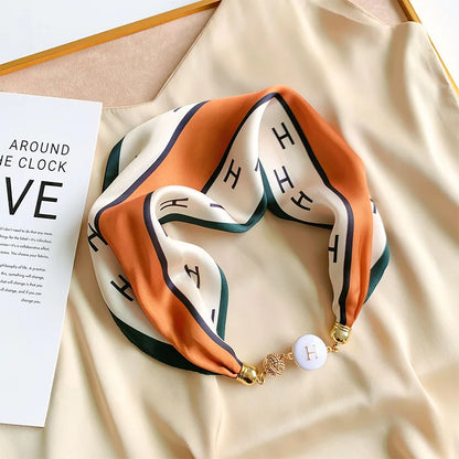 Women's Square Scarf with Magnetic Buckle - Versatile Summer Luxury Scarf/Necklace
