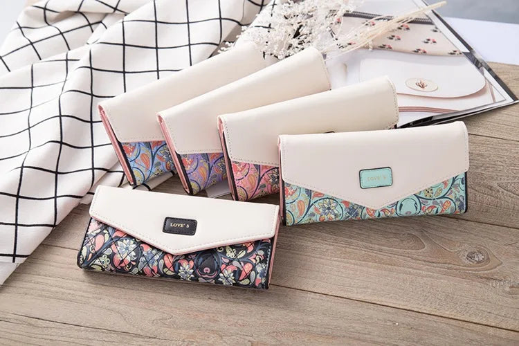 Portefeuille Pochette Femme Enveloppe Grande Capacité - Porte-Monnaie Long Cuir PU Bouton Clutch Élégant
