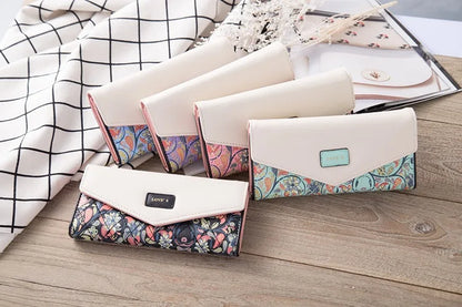 Portefeuille Pochette Femme Enveloppe Grande Capacité - Porte-Monnaie Long Cuir PU Bouton Clutch Élégant