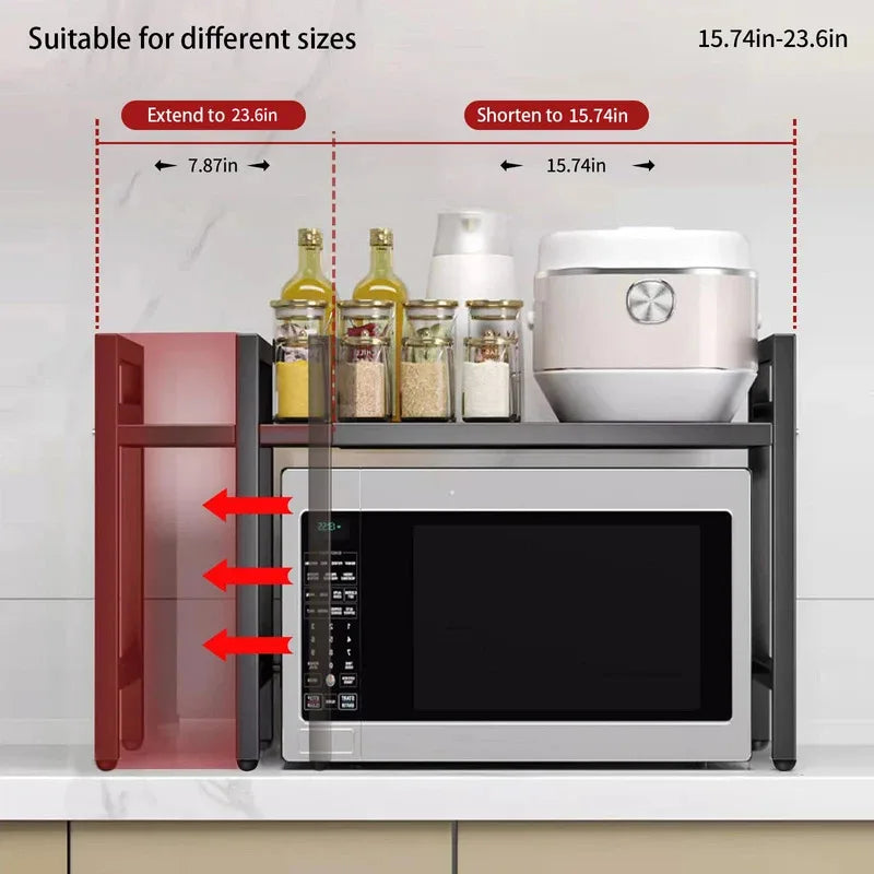 Étagère Extensible pour Micro-Ondes 42-64cm - Organisateur de Comptoir Résistant à l'Humidité