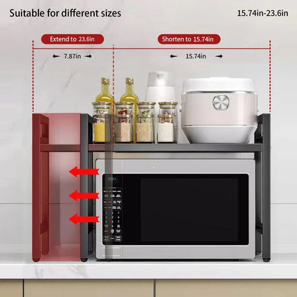 Étagère Extensible pour Micro-Ondes 42-64cm - Organisateur de Comptoir Résistant à l'Humidité