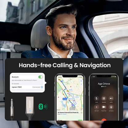 Récepteur Bluetooth UGREEN 5.3 pour Voiture - Adaptateur Audio AUX 3.5mm Kit Mains Libres