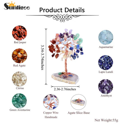 Arbre à Argent Cristal Mini Feng Shui - Arbre Vie Pierre Naturelle Chakra Décor