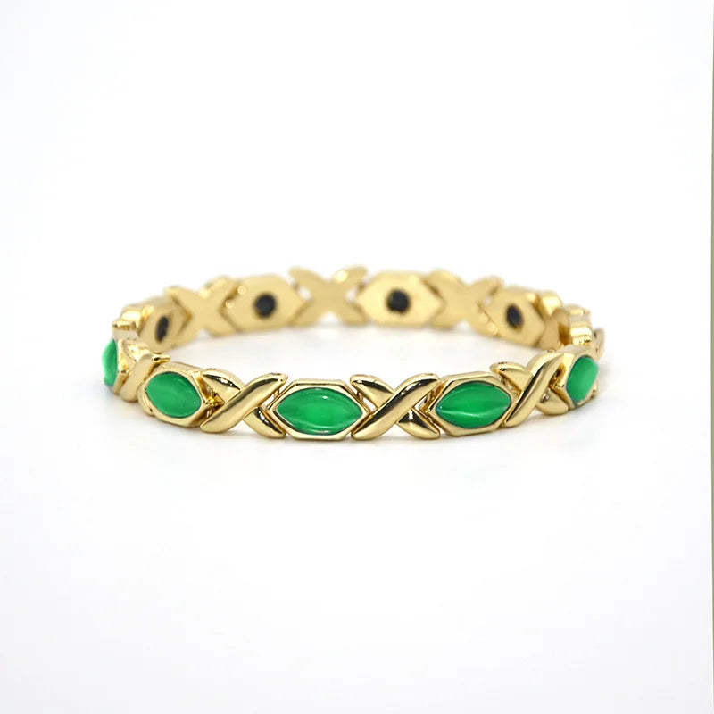 Bracelet Opale Magnétique Plaqué Or 18K – Énergie & Charme Femme