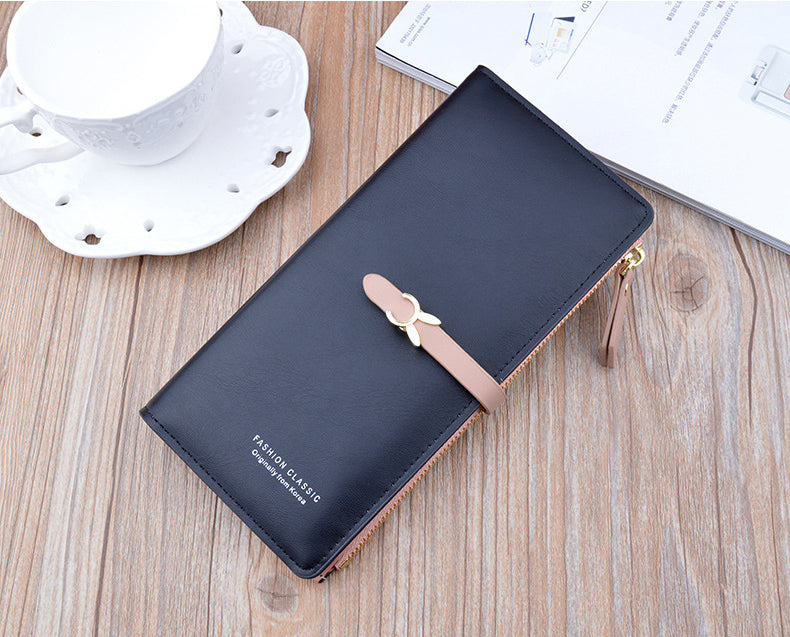 Portefeuille Femme Long Cuir Luxe Slim - Porte-Carte Crédit Clutch Élégant Tendance