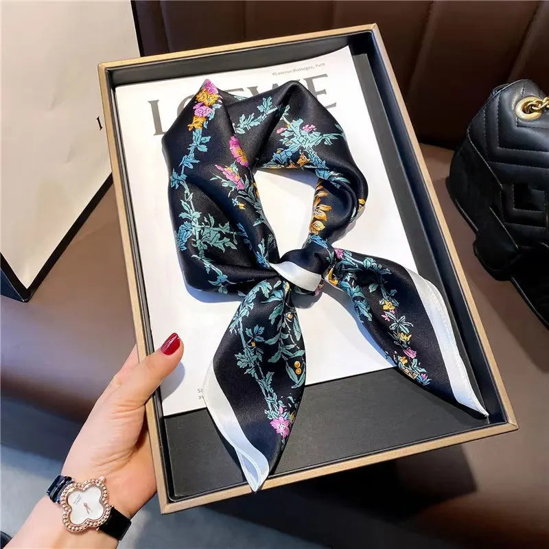 Foulard Carré Soie Naturelle 100% 65cm Femme - Bandana Headscarf Neckerchief Châle Luxe