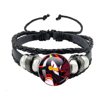 Bracelet Shadow le Hérisson Cabochon Verre – Cuir Multicouche Tressé Unisexe