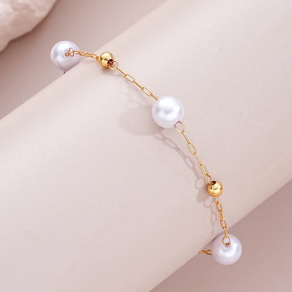 Ensemble Collier Bracelet Croix Perles Doré – Bijoux Bohème Classique