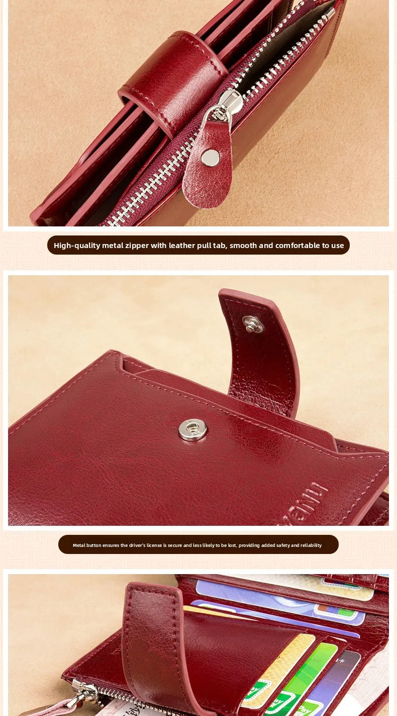 Portefeuille Femme Cuir 2025 Grande Capacité - Sac Crossbody Anti-Vol Clip Monnaie Téléphone