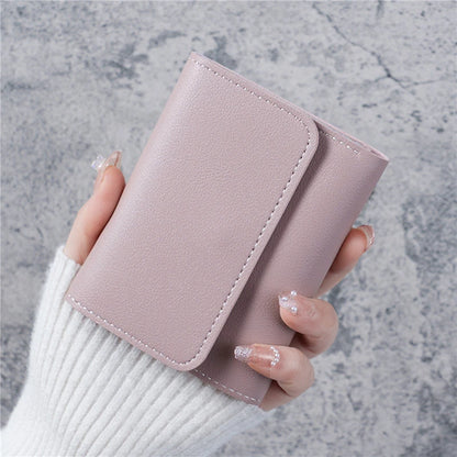 Portefeuille Femme Compact Rose - Mini Porte-Monnaie Cuir PU avec Fermoir et Compartiment Pièces