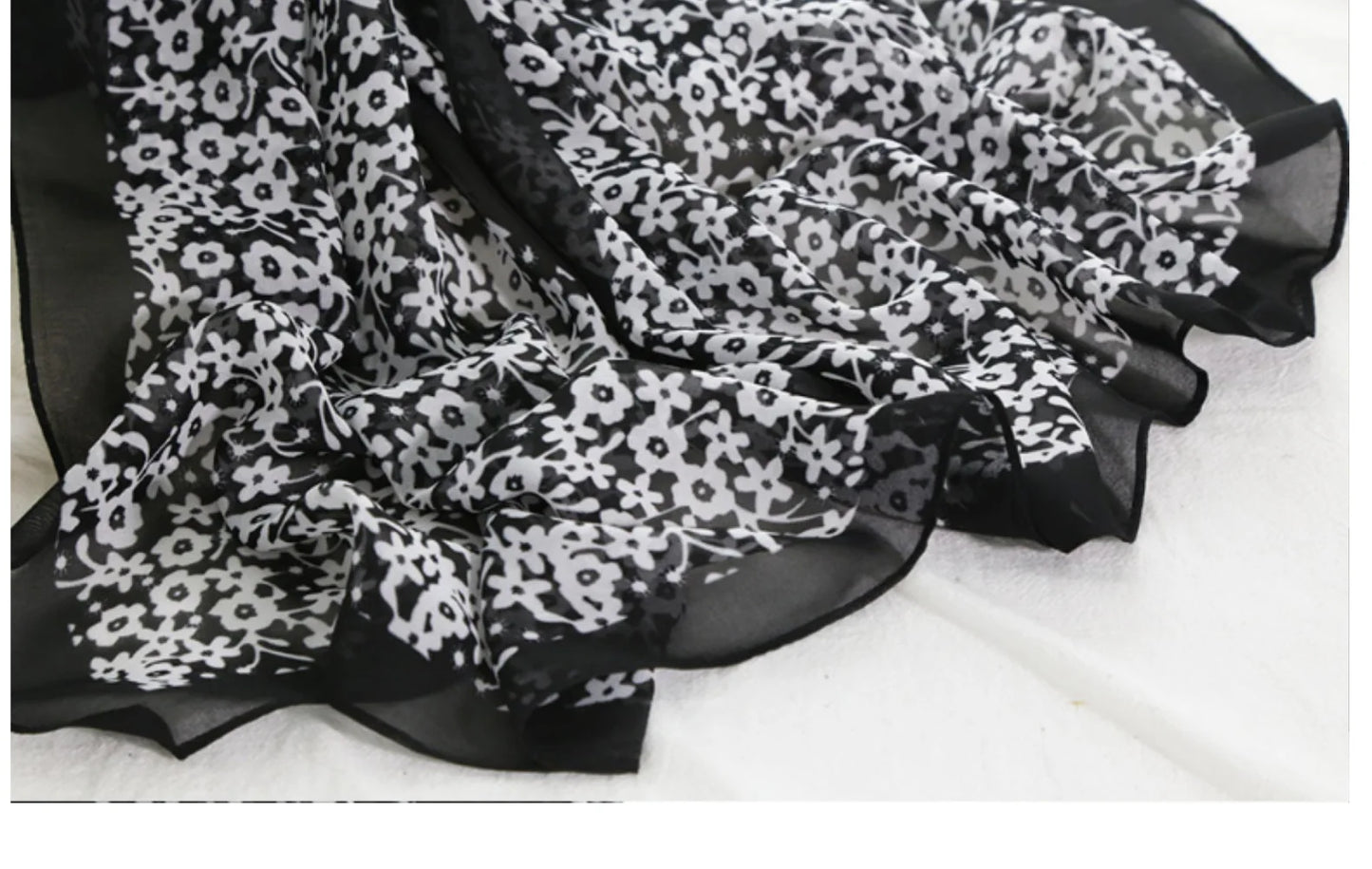 Foulard Écharpe Mousseline Petite Fleur Femme - Bandana Hijab Châle Été Protection Solaire